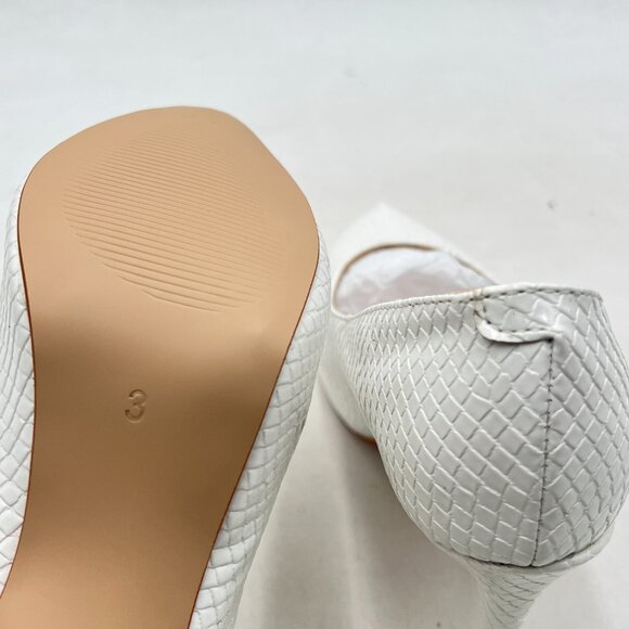 FOWT White Snakeskin Platform Pump Elegant Almond Toe Slip on High Heels  Shoes